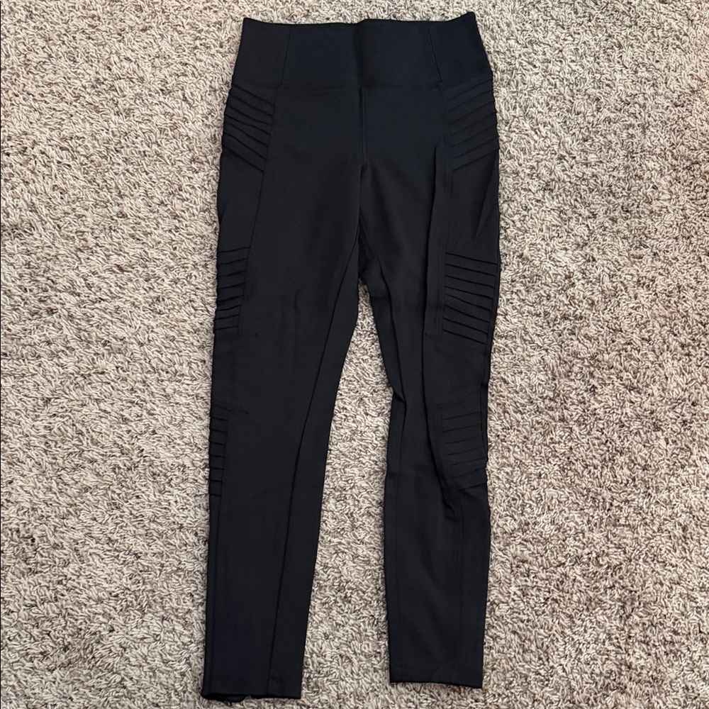 Black Athleta Delancey Moto Leggings